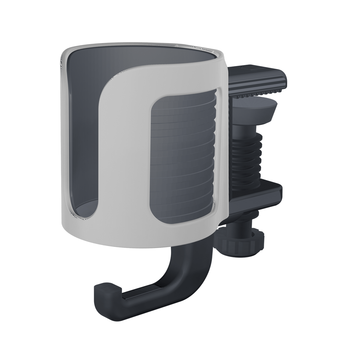 Cup.Nest – Clamp-On Desk Holder for Cups + Headphones