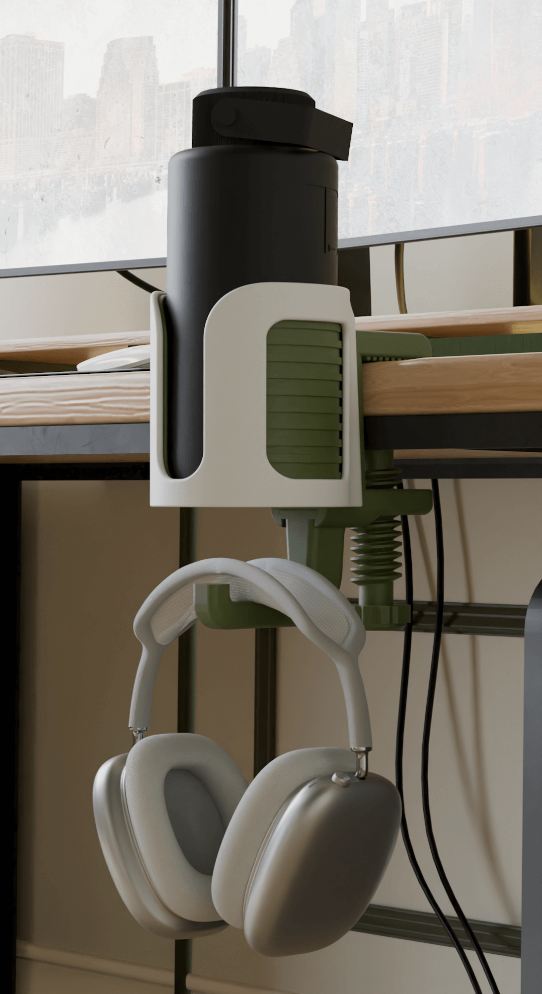 Cup.Nest – Clamp-On Desk Holder for Cups + Headphones