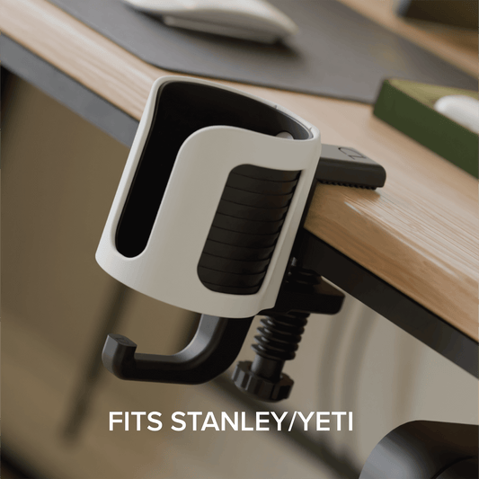 Cup.Nest – Clamp-On Desk Holder for Cups + Headphones